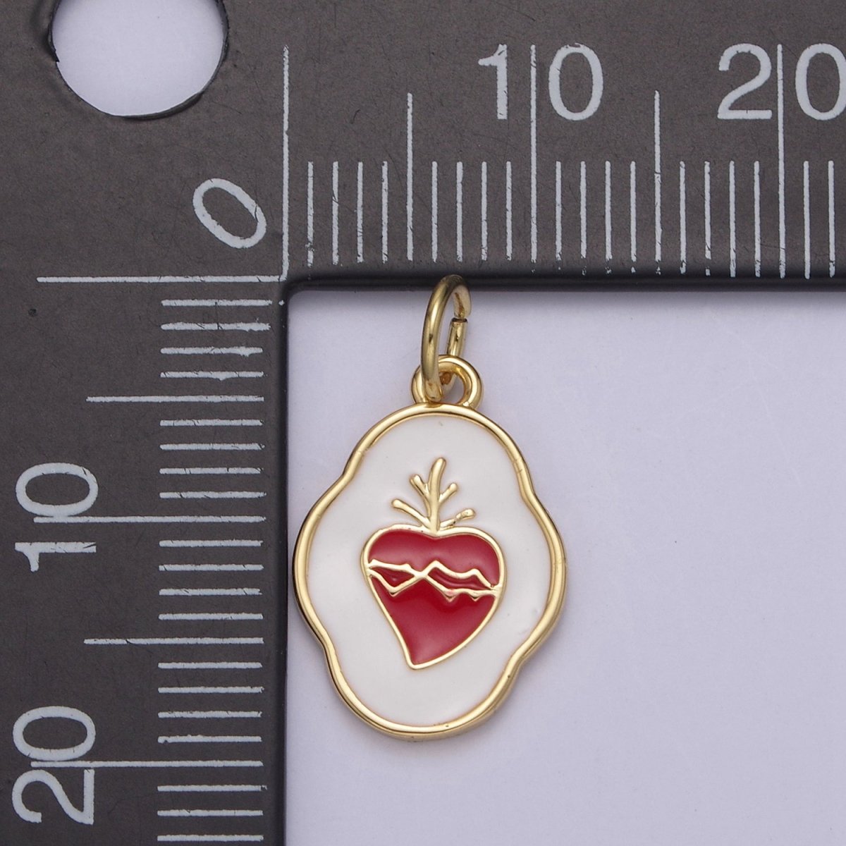 Gold Sacred Heart Charm, Christian Catholic Religious Pendant, Sacred Heart Jewelry, 24K Gold Filled Charm N-755