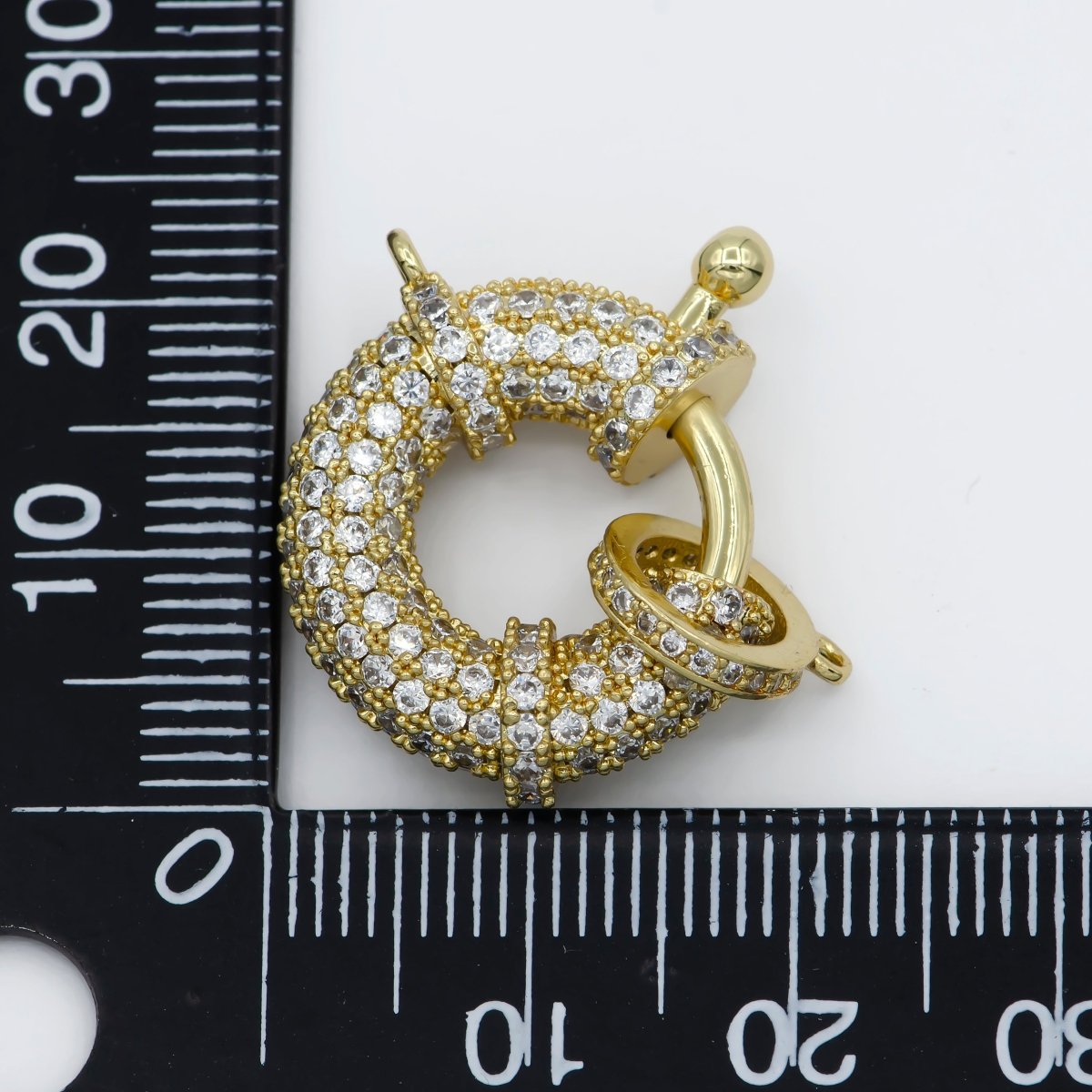Gold Sailor Clasp CZ Gold Filled Push Gate Ring Charm For DIY Jewelry Making Necklace Bracelet Anklet L-314