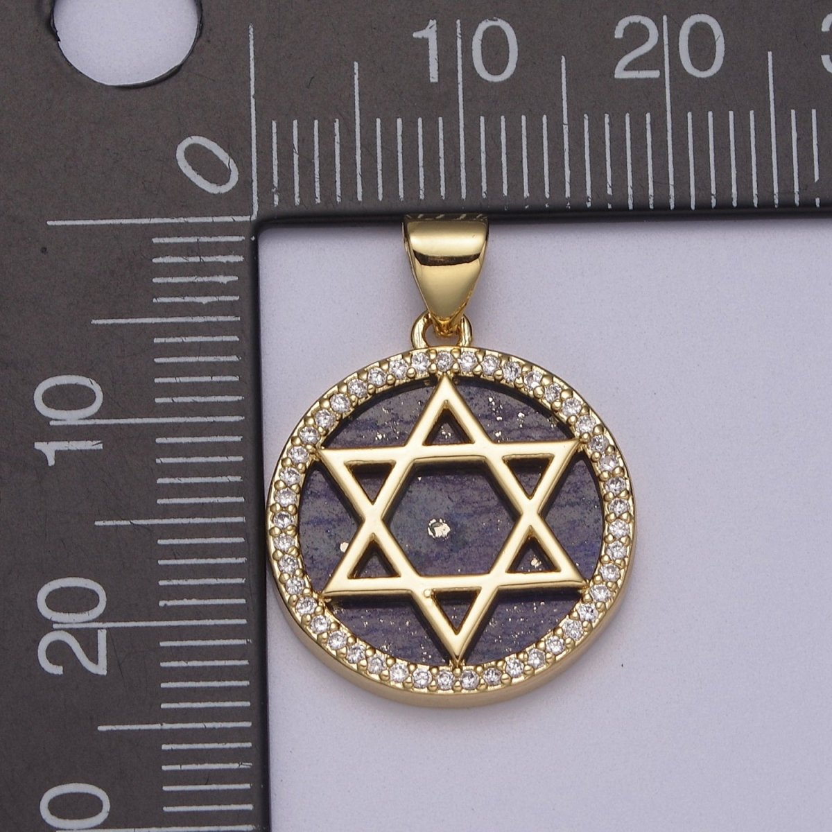 Gold Star David Pearl Medallion Pendant Round Disc Religious Jewish Jewelry for Necklace Earring Charm J-413