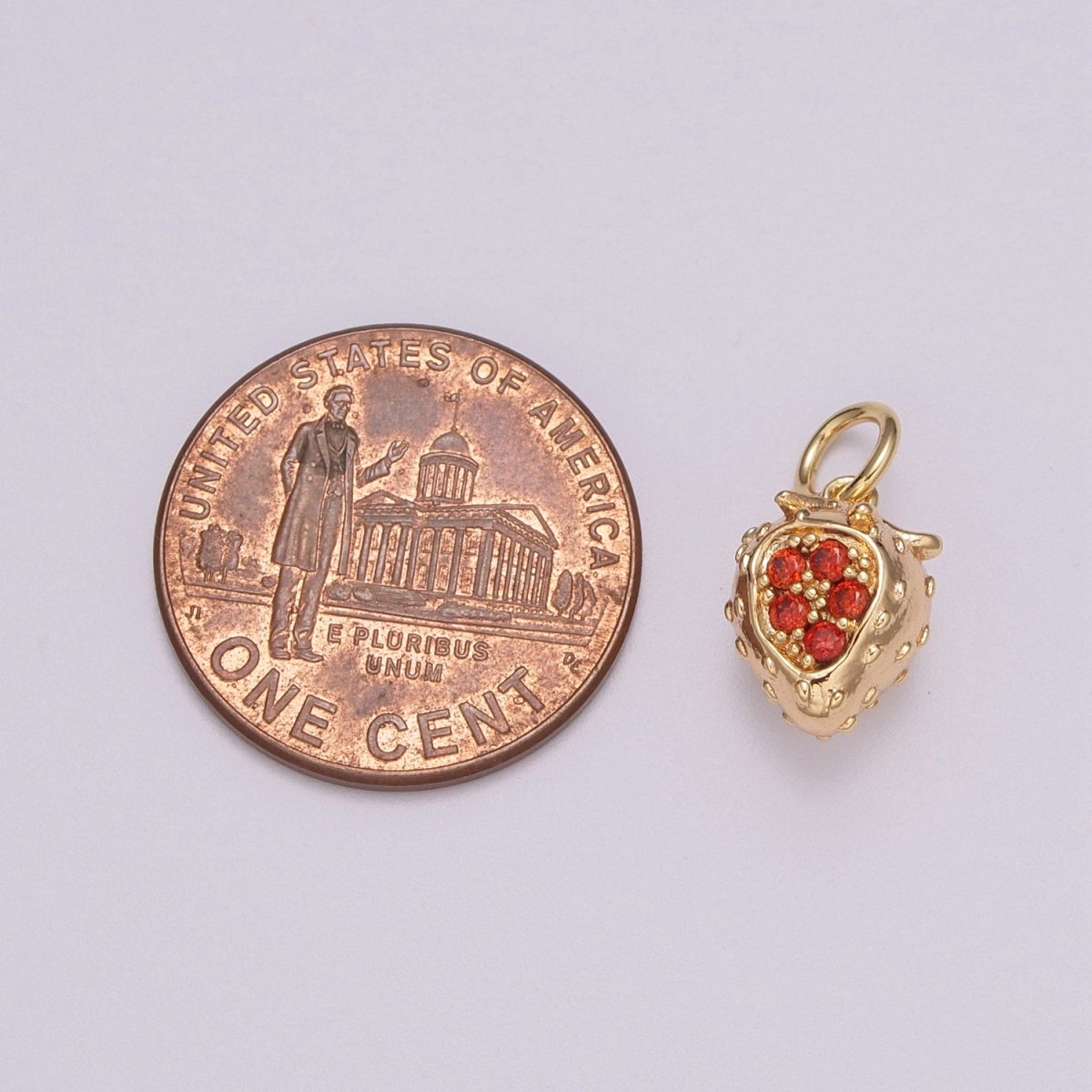 Gold Strawberry Charm Cubic Fruit Charm Summer Foodies Pendant Dangle Charms for Bracelet Necklace Earring Supply Component, M-769
