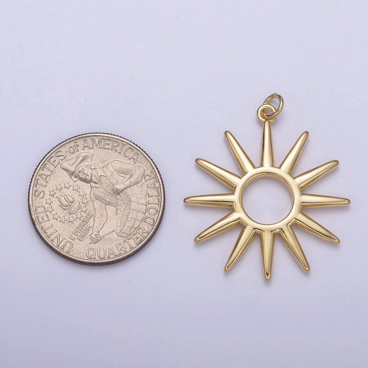 Gold Sun Charm Celestial Pendant C-691