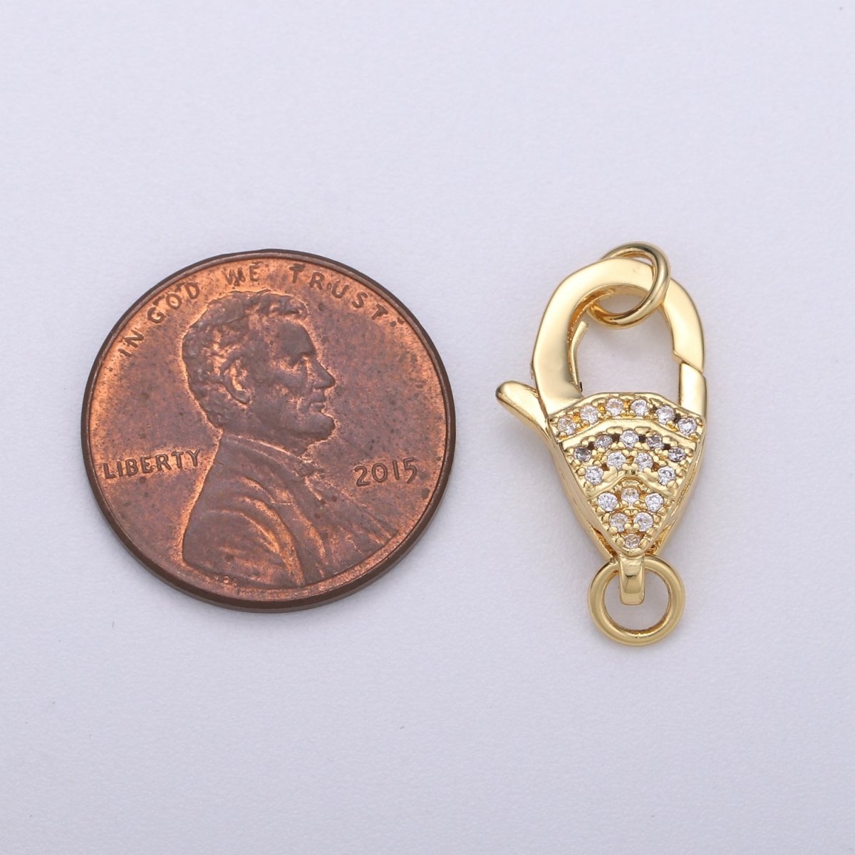 Golden Lobster Clasp Gold Filled with CZ Crystal For DIY Necklace Bracelet Jewelry Making K-603