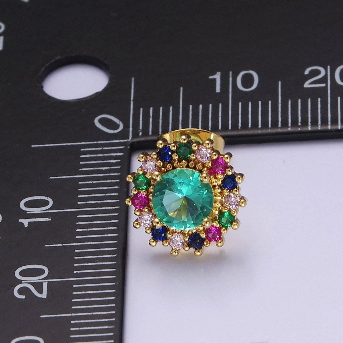 Green Aqua Sun Stud Earring V-112