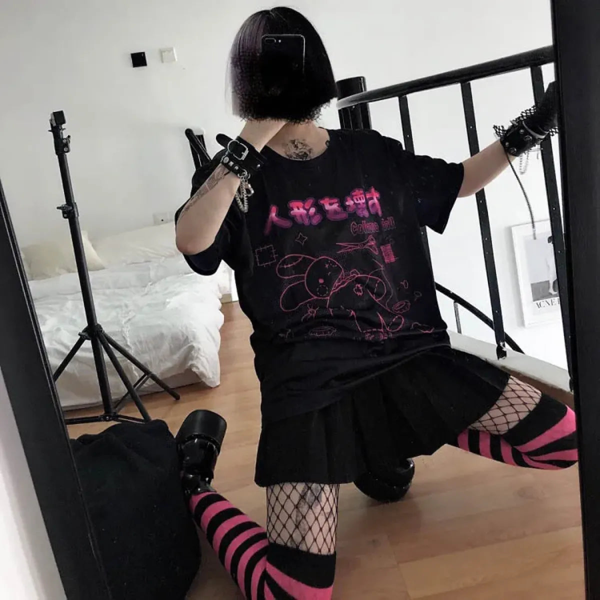 Harajuku Hopper Tee β Cyberpunk Bunny Graphic Crop Top