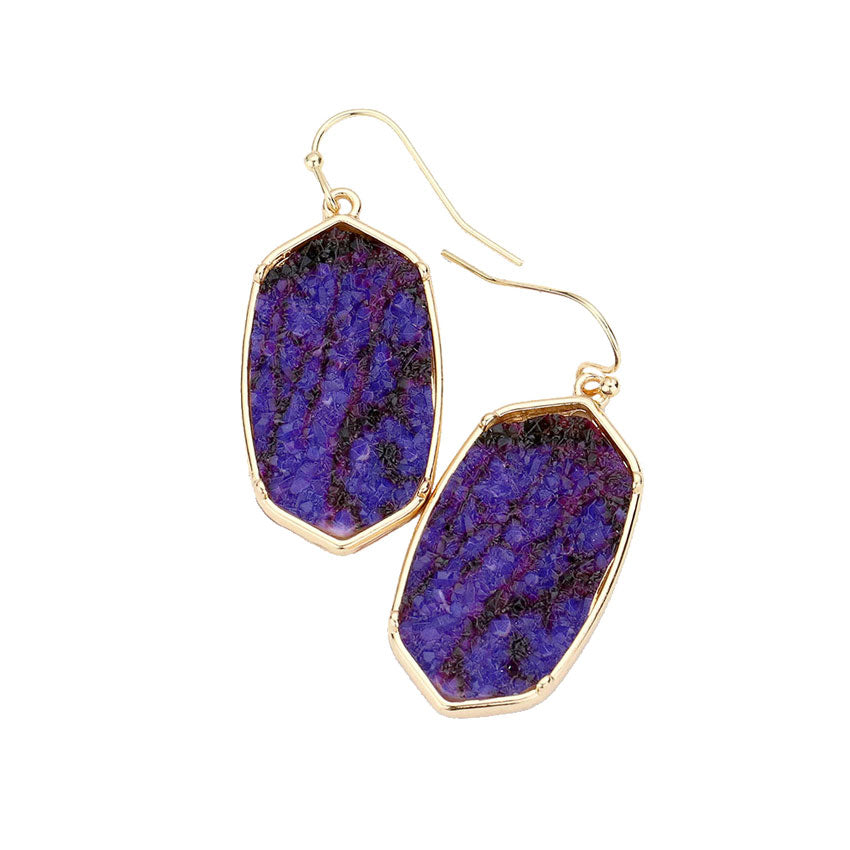 Hexagon Druzy Dangle Earrings