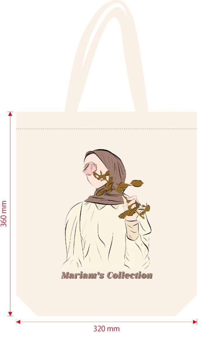 Hijabi Illustrated Canvas Tote Bag – Mariam’s Collection(MAC235)
