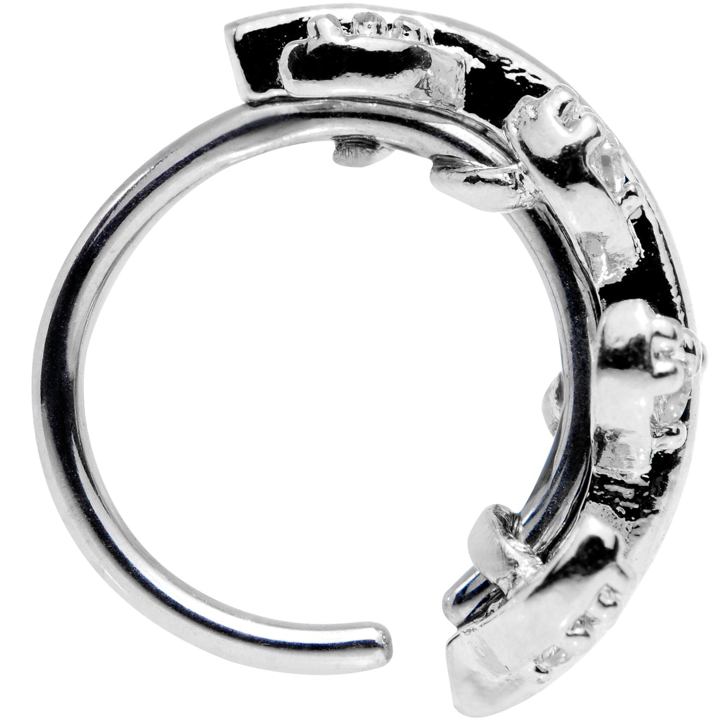 18G Clear CZ Gem Leafy Seamless Circular Ring