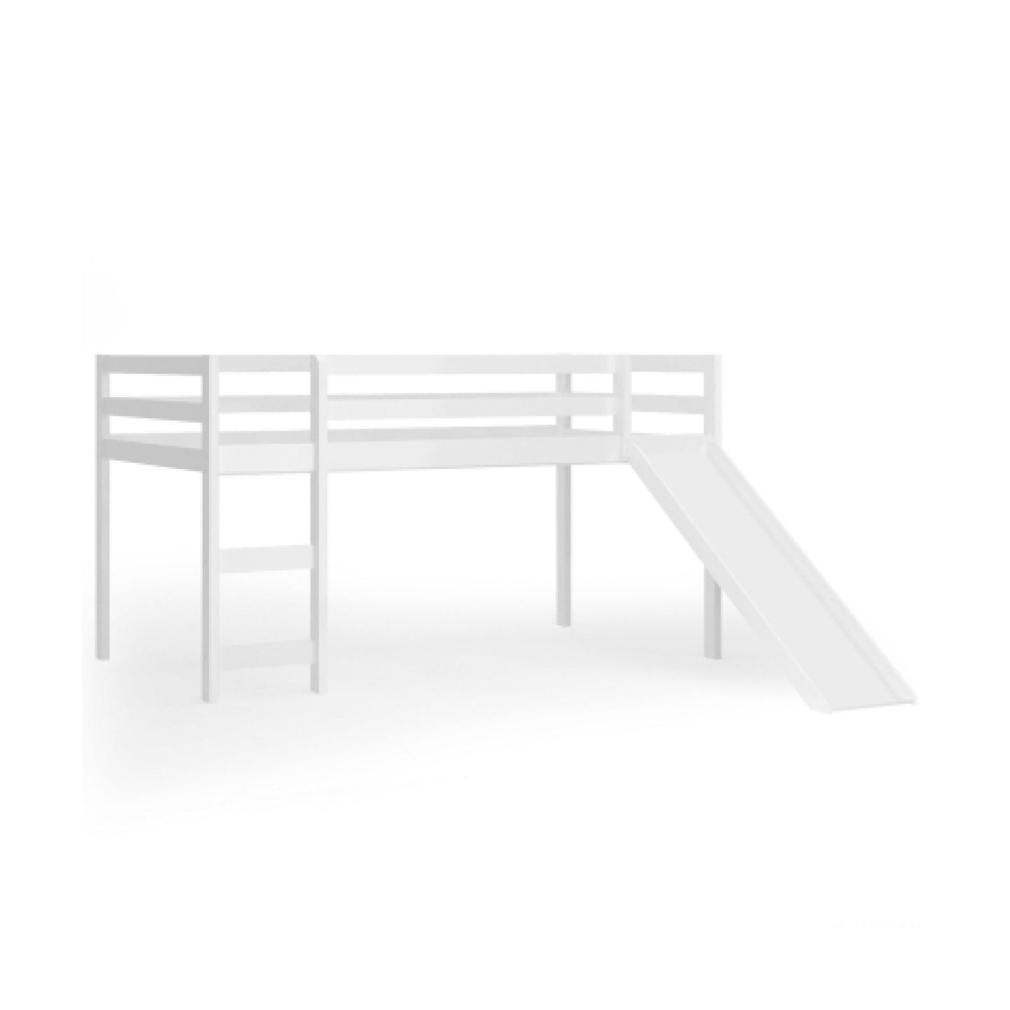 Twin Size Low Sturdy Loft Bed with Slide Wood