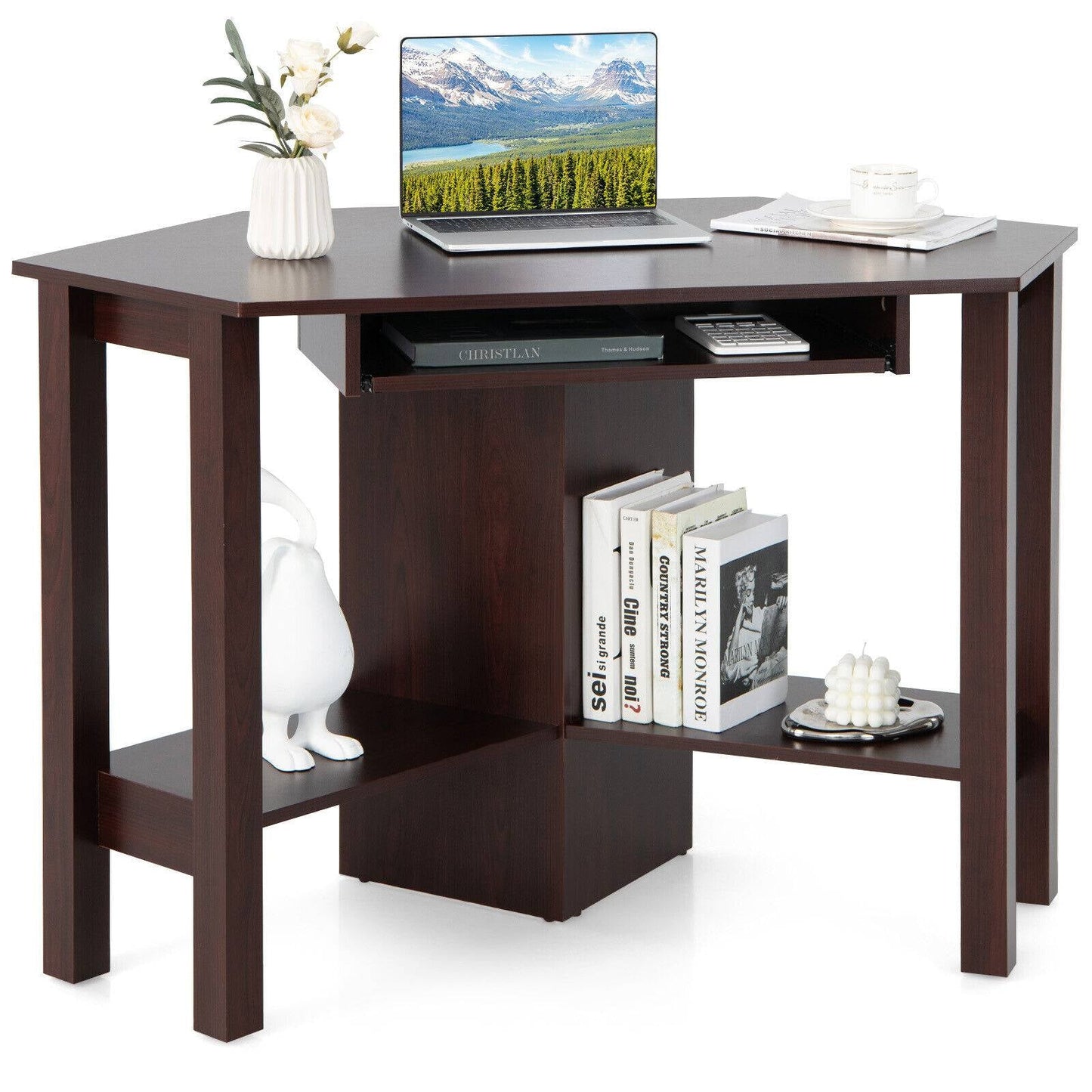 Wooden Study Computer Corner Desk with Drawer