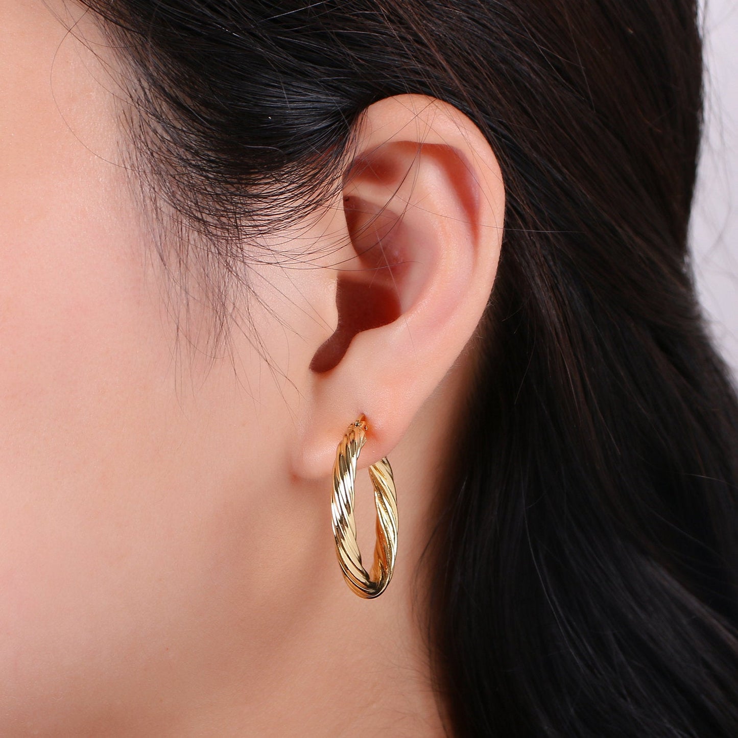 24k Vermeil Gold Earrings, Hoop Earrings, Small Hoop, Circle Rope Texture Earring, Gift for Her, Earrings for Women, Everyday Wear Earrings Q-533