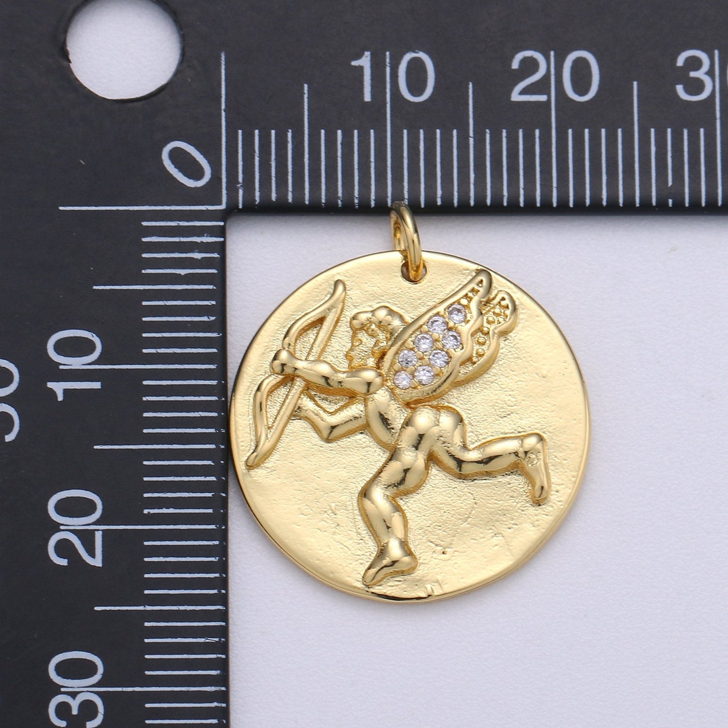 14K Gold Filled Cupid Charm- Medallion Cupid Pendant - Dainty Micro pave Charm - for Necklace Bracelet Earring Component D-693