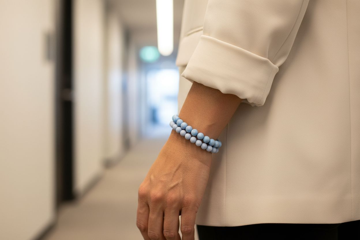 Blue Coral Round Bead Bracelet - Diplomatic Calm