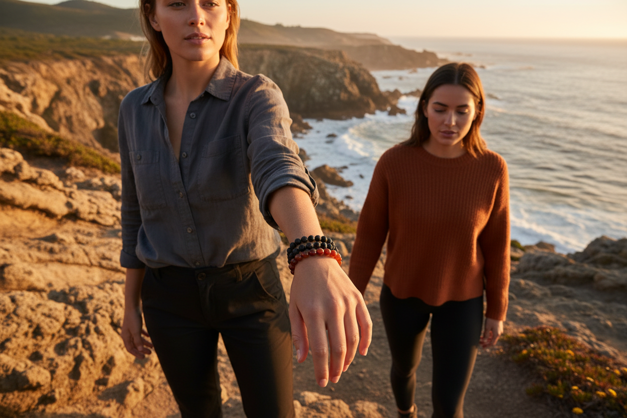 Lava Round Bead Bracelet - Steadfast Courage