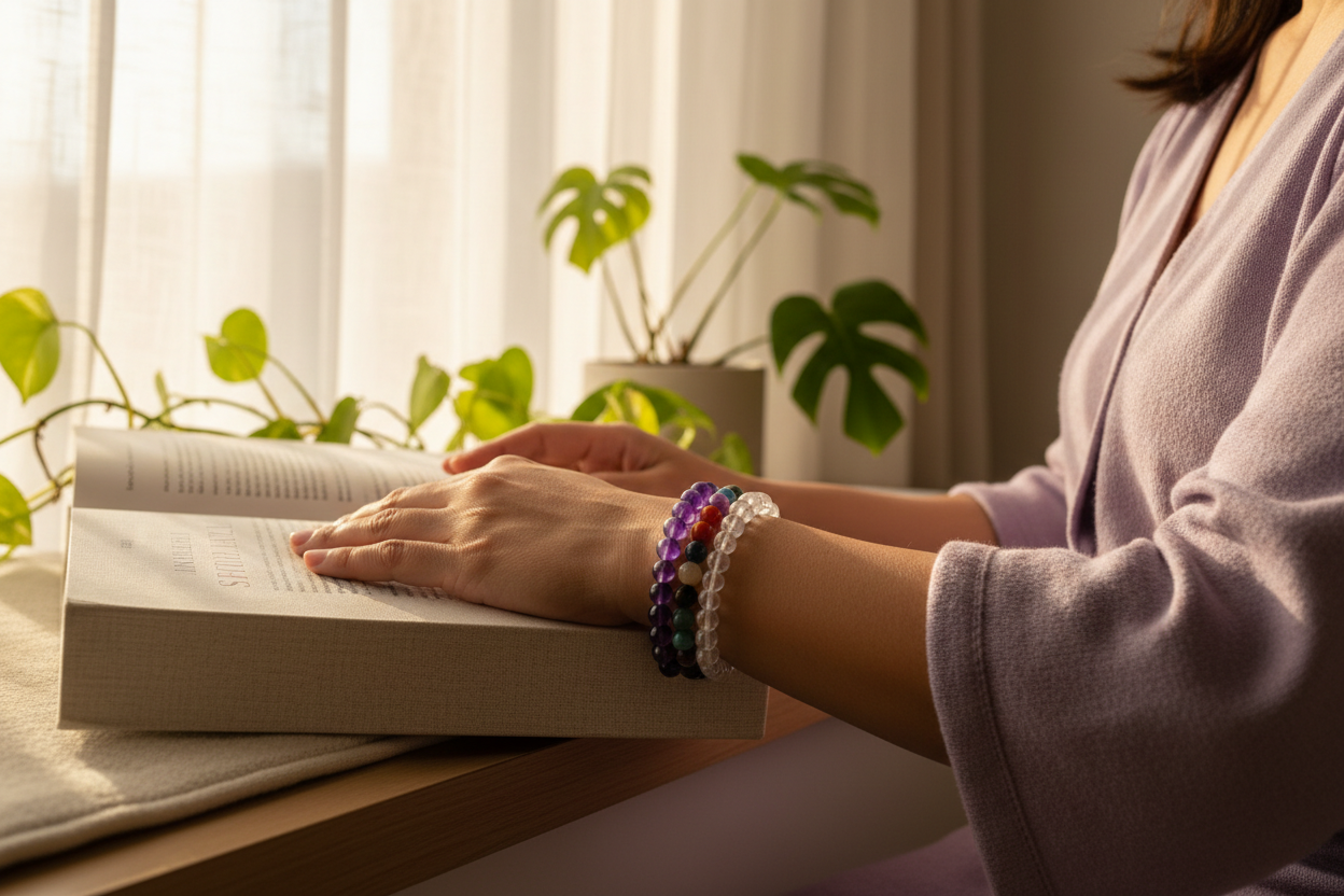 Amethyst Chakra Round Bead Bracelet – Crowned Alignment