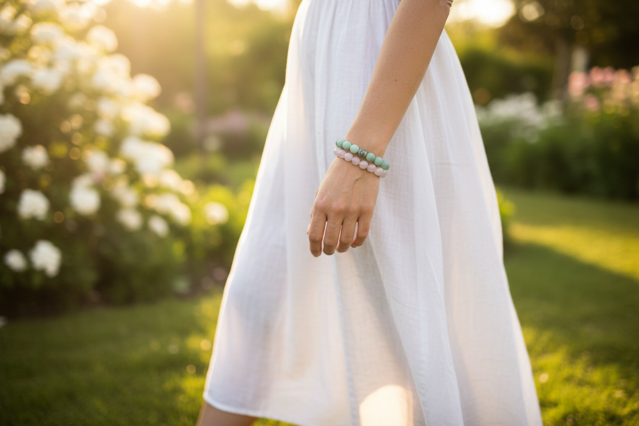 Amazonite (Matte) Round Bead Bracelet - Calming Truth