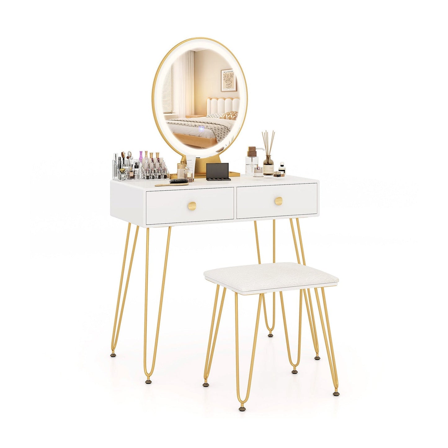 Industrial Makeup Dressing Table with 3 Lighting Modes