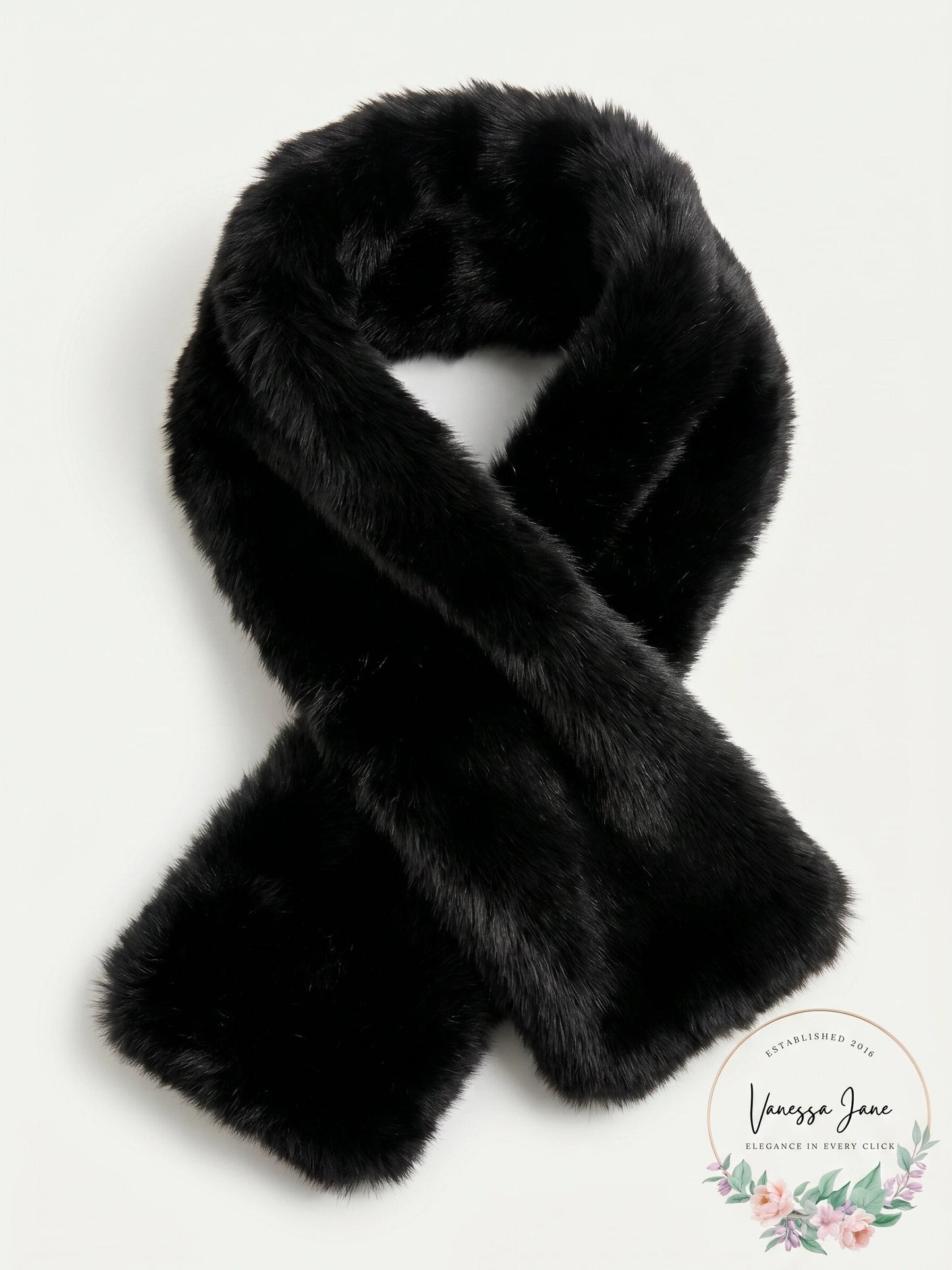 Jones New York Black Luxurious Plush Faux Fur Scarf