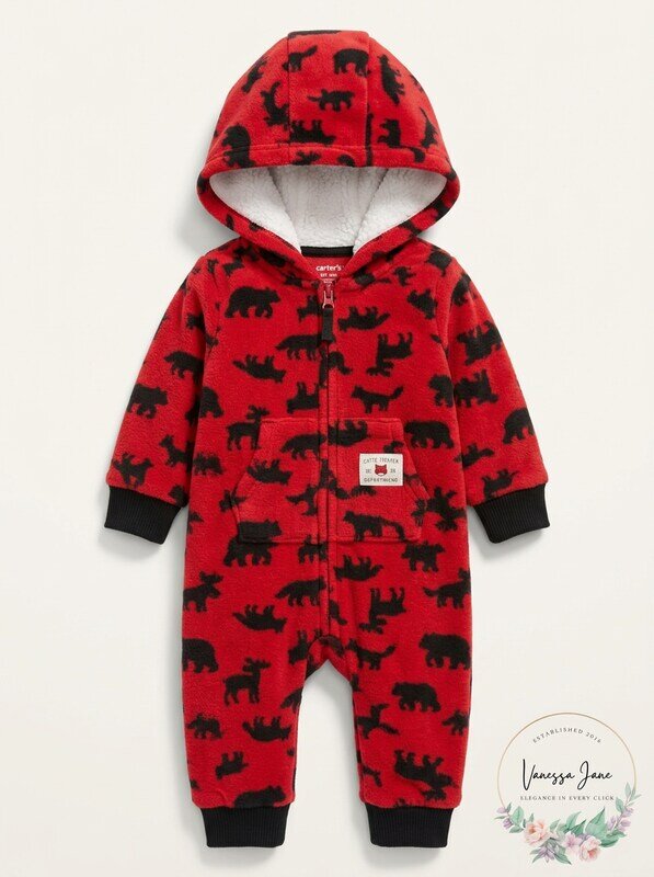 Carter's Baby Boys Hooded Fleece Jumpsuit