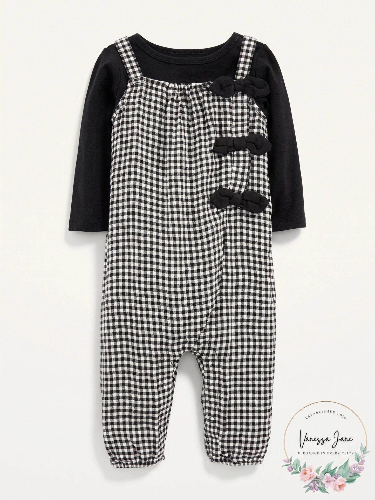 Carter's Baby Girls 2-Pc. T-Shirt and Gingham Jumpsuit Set