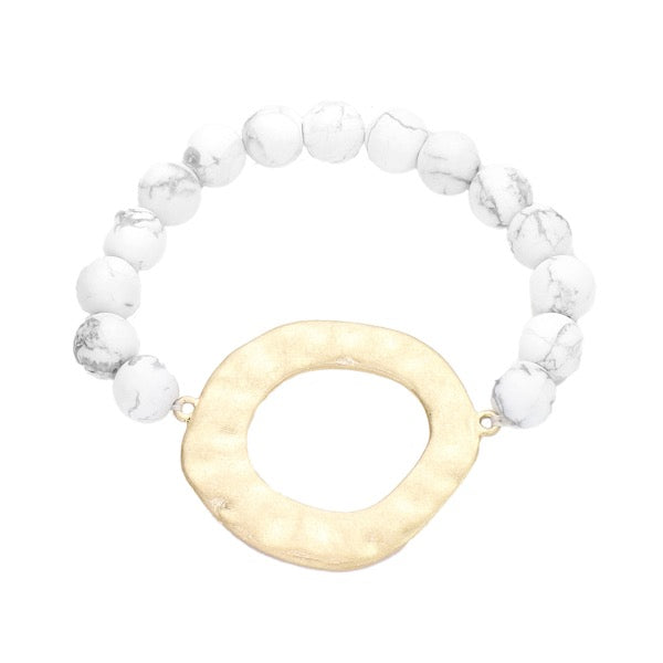 Irregular Charm Semi Precious Stone Beaded Stretch Bracelet