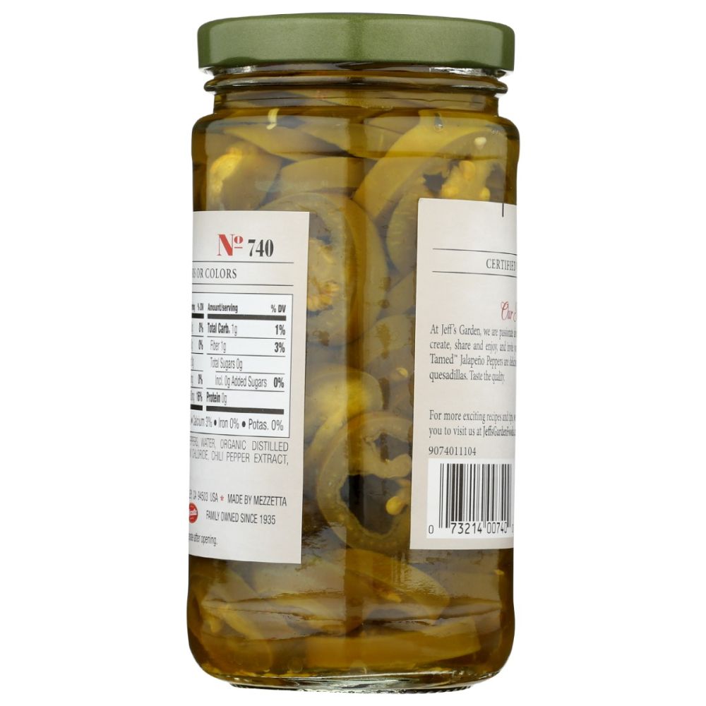 JEFFS GARDEN: Sliced Tamed Jalapeno Peppers, 12 oz