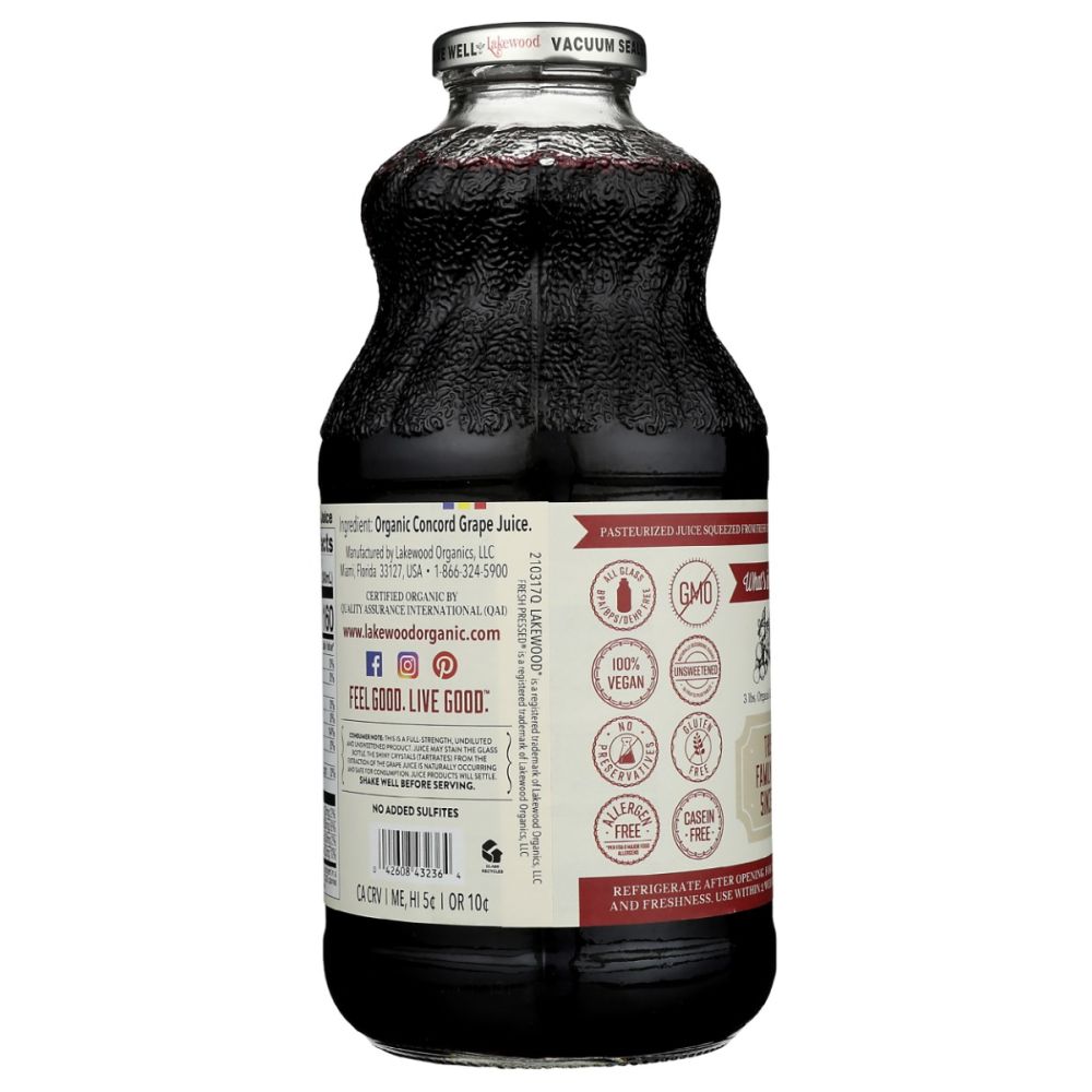 LAKEWOOD: Organic Concord Grape Juice, 32 fo
