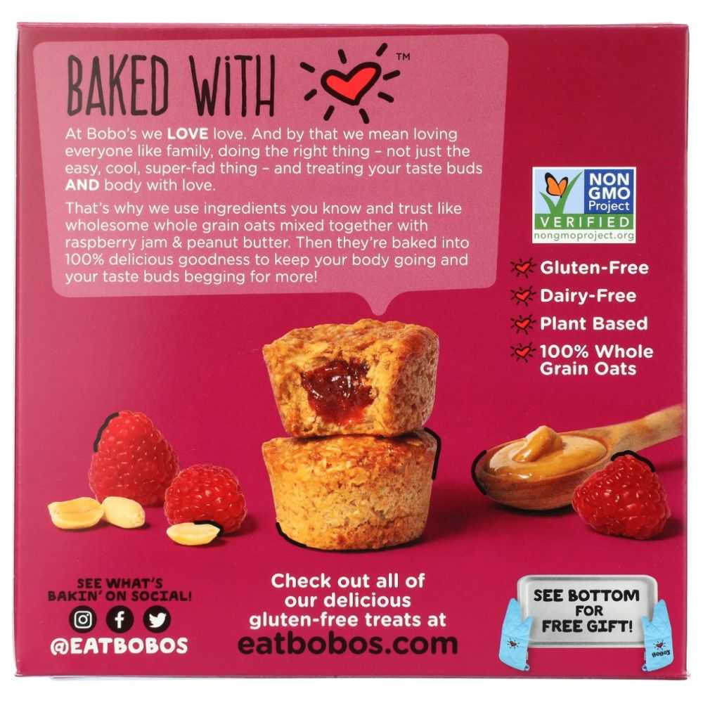 BOBO'S OAT BARS: Peanut Butter and Jelly StuffD Oat Bites 5Ct, 6.5 oz