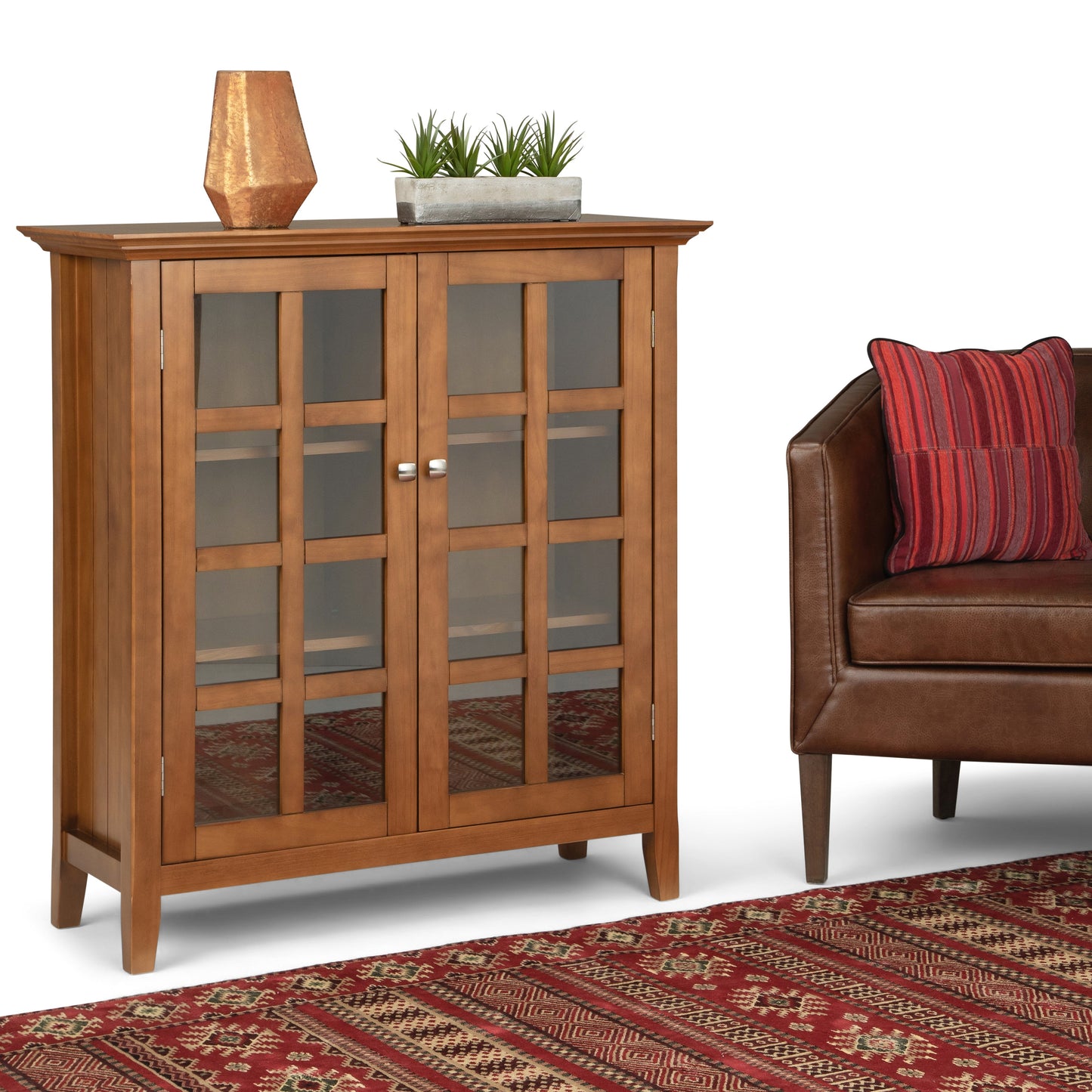 Acadian 39 Inch Wide Solid Wood Transitional Storage Cabinet in Light Golden