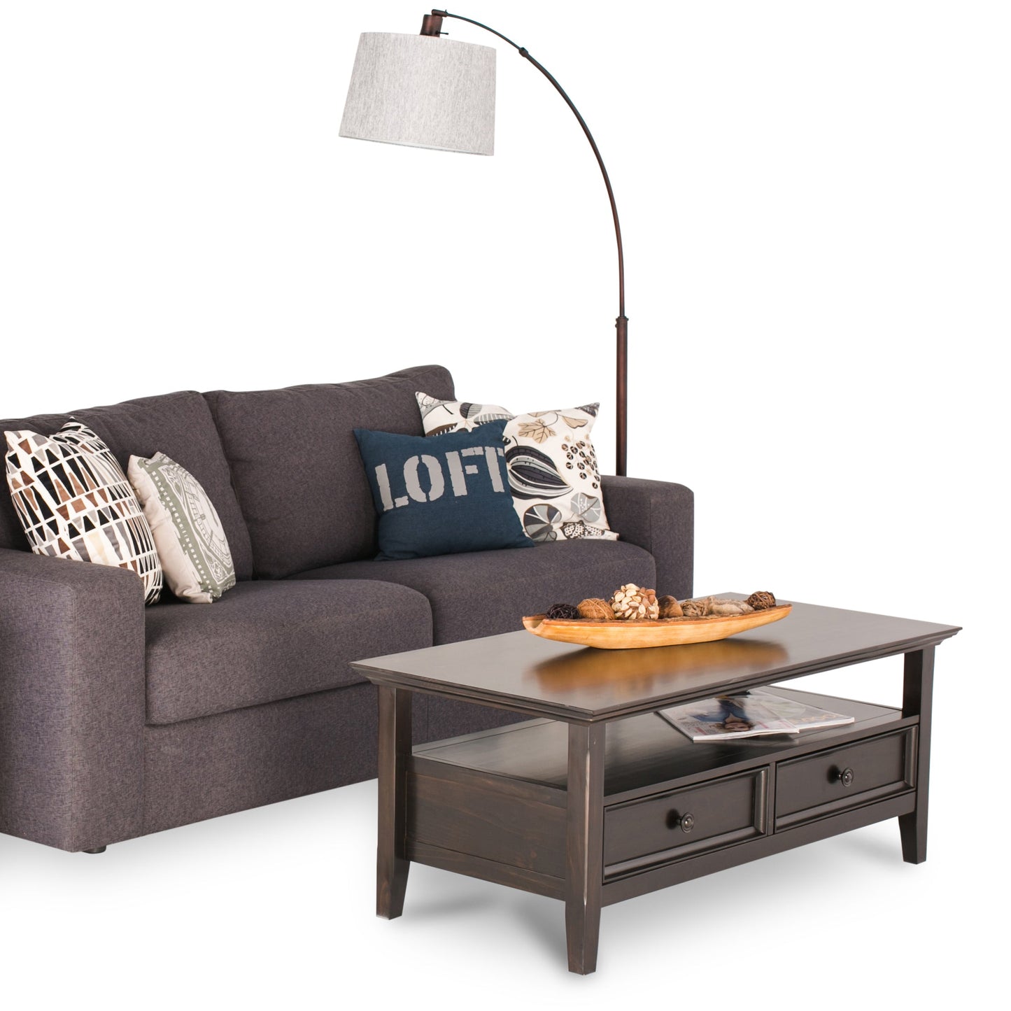 Amherst 44 Inch Wide Solid Wood Coffee Table in Hickory