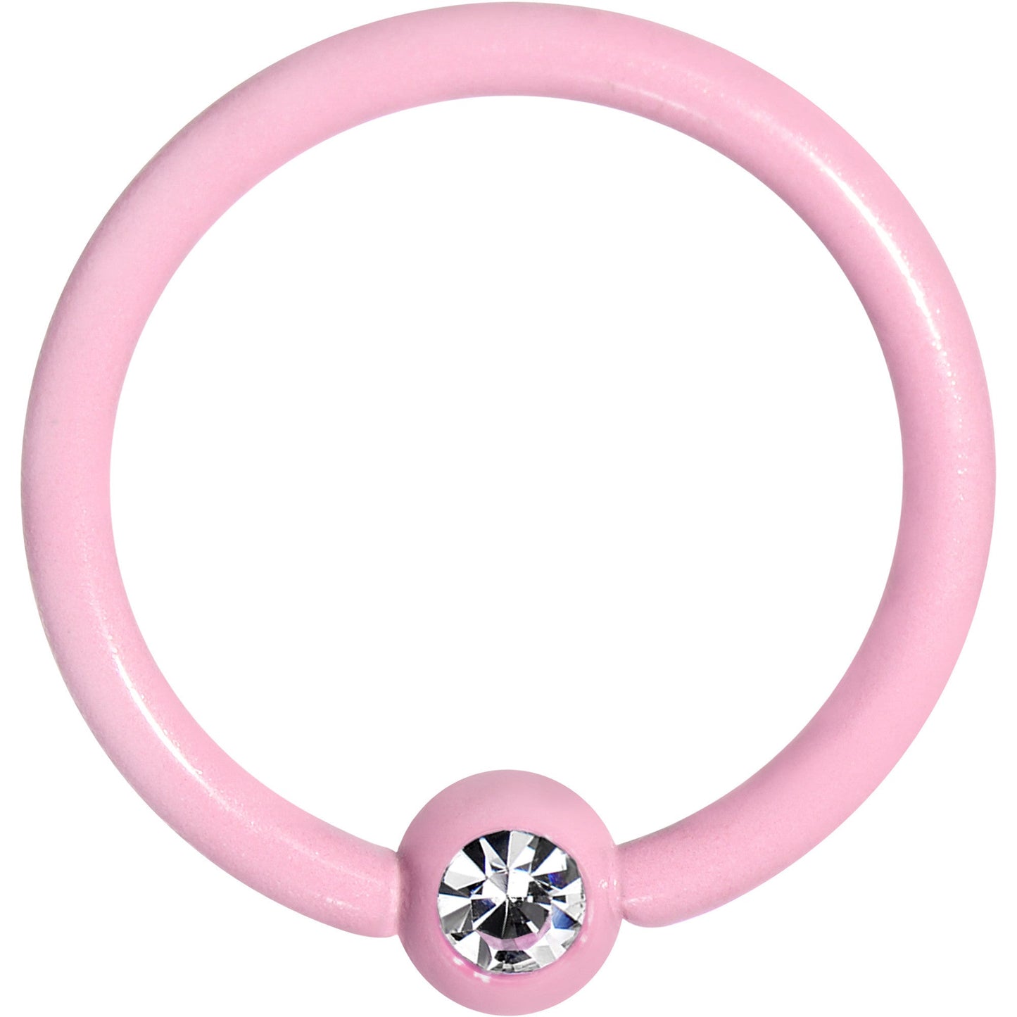 16G 5/16 Clear Gem Light Pink Acrylic Over Steel Captive Ring