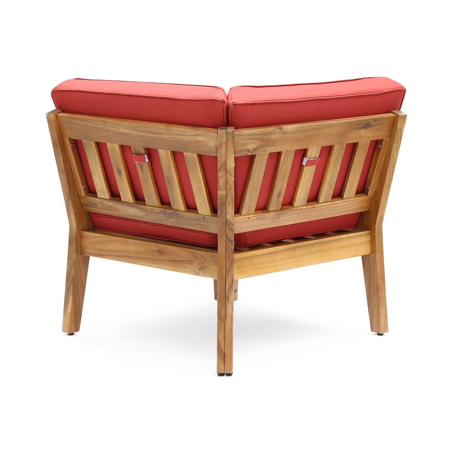 Grenada 8 Seater Acacia Wood Sectional Sofa Set, Teak+Red
