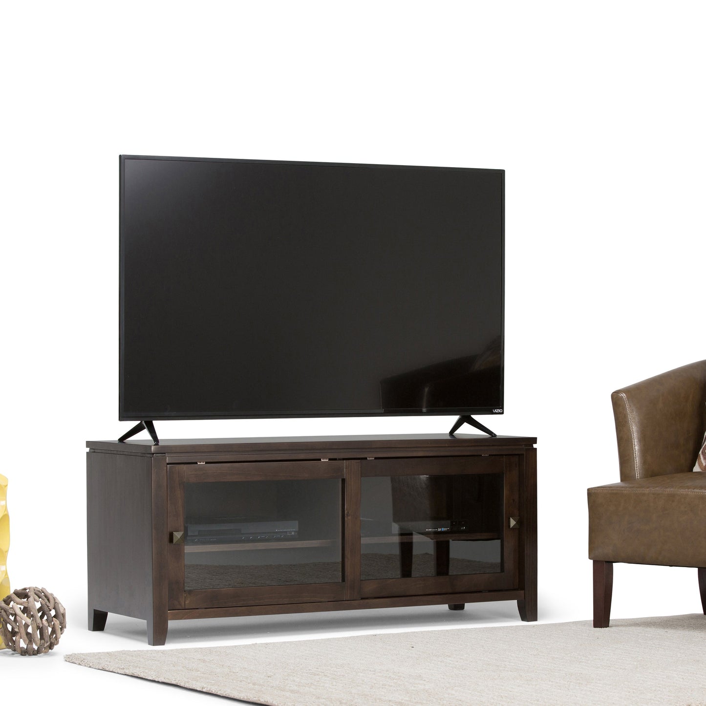Cosmopolitan 48 Inch Wide Solid Wood TV Stand in Mahogany