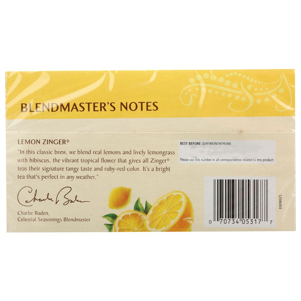 CELESTIAL SEASONINGS: Lemon Zinger Herbal Tea, 20 bg