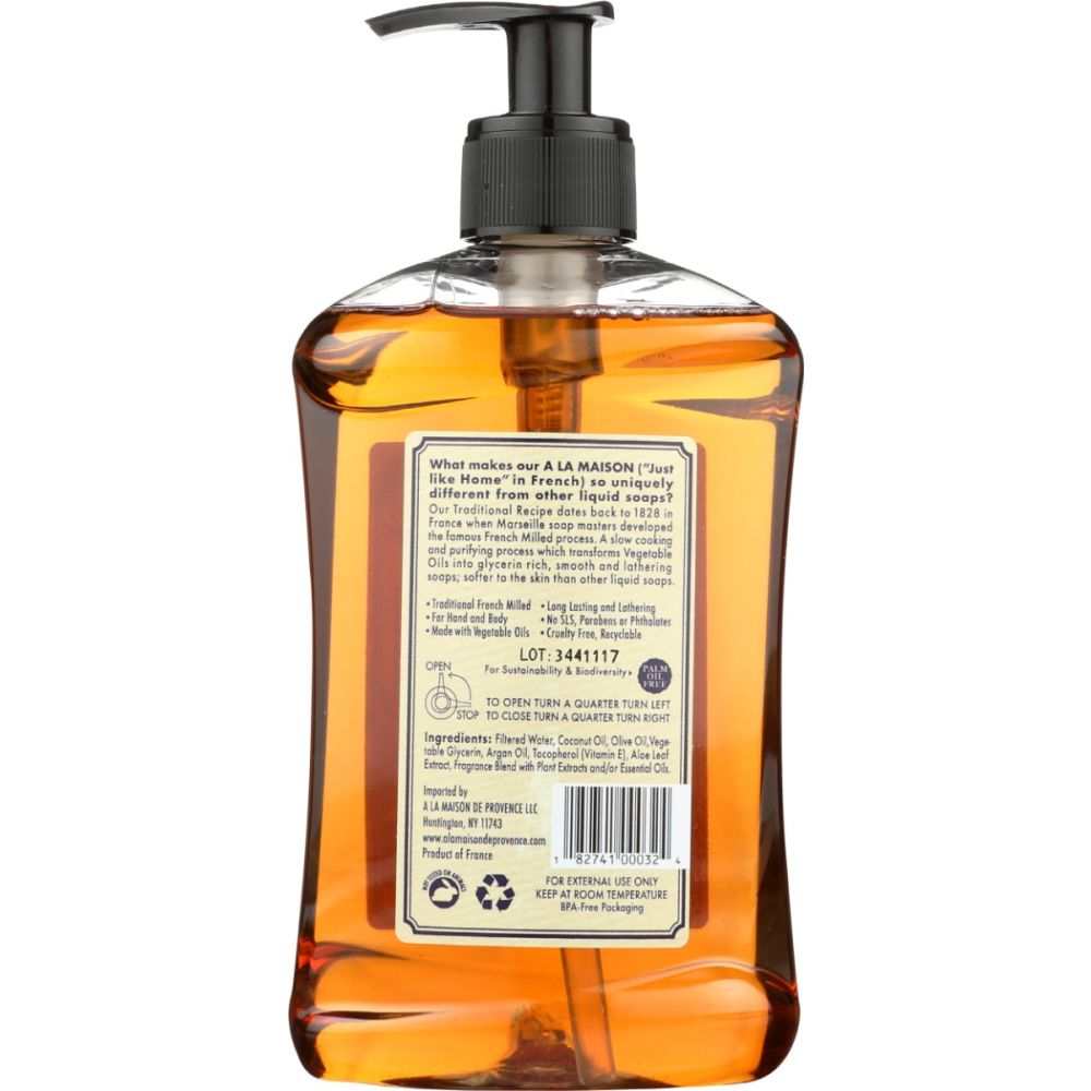 A LA MAISON DE PROVENCE: Traditional French Milled Recipe, Liquid Hand Soap 16oz