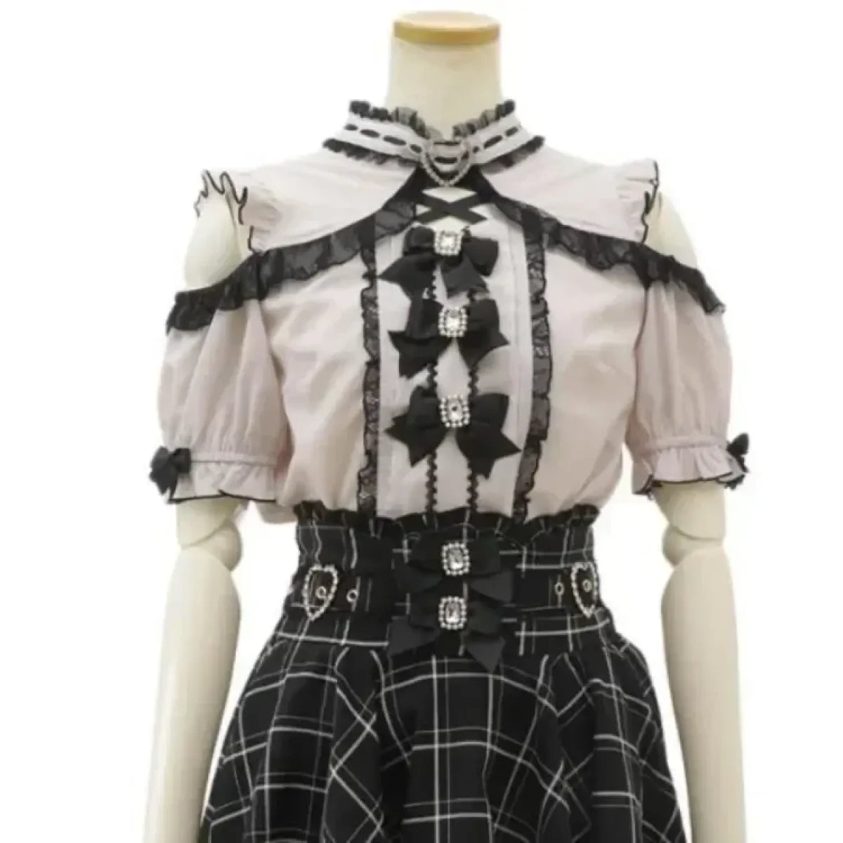 Kawaii Lace Patchwork Blouse β Y2K Off Shoulder Bow JK Shirt