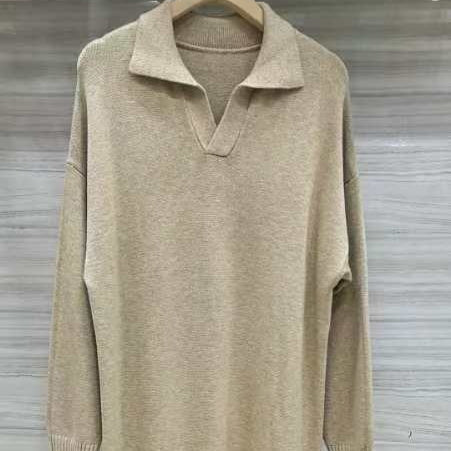 Lazy Style Polo Collar Knit Maxi Dress | Thick Sweater Base Layer Dress(MS157)