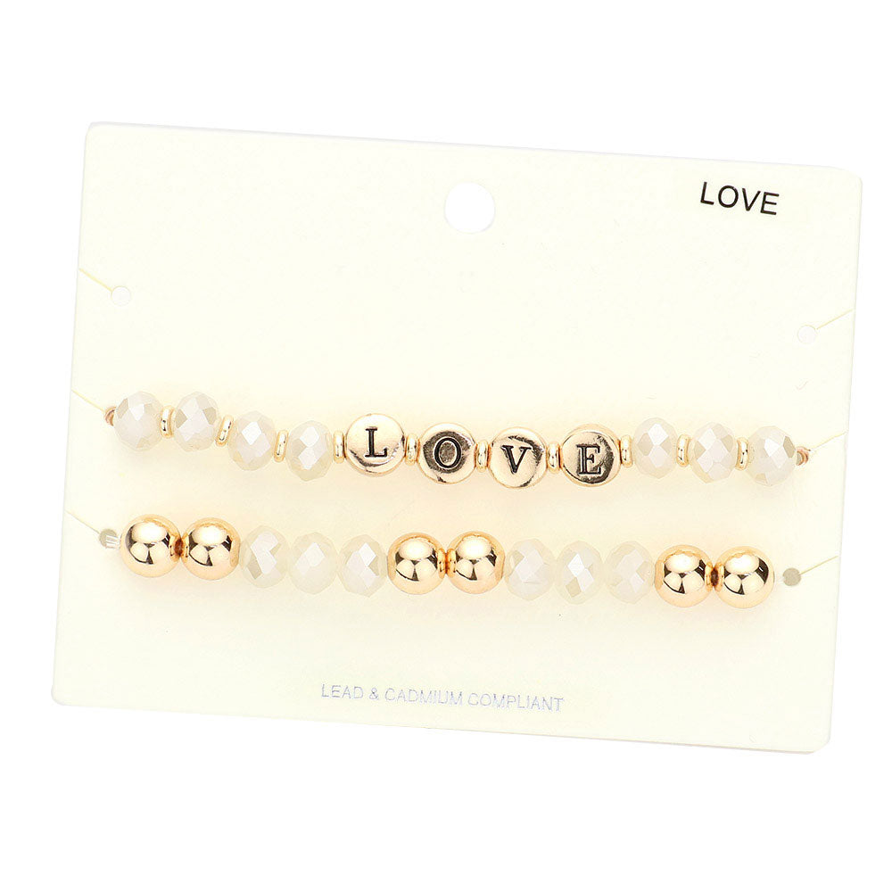 Love Message Faceted Beaded Stretch Bracelets