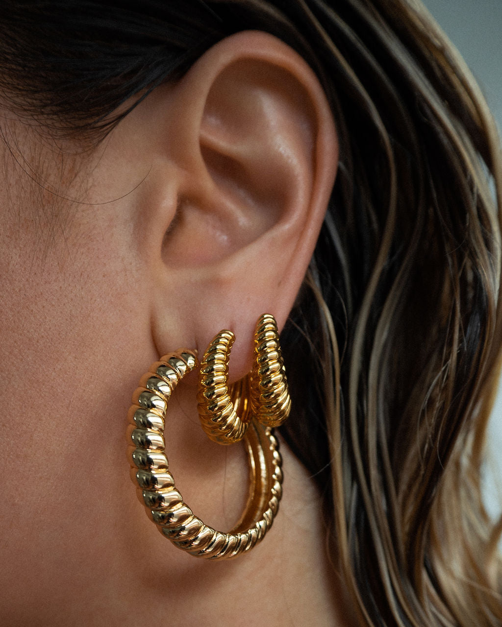 Ridged Marbella Hoops- Gold (Ships Mid September)