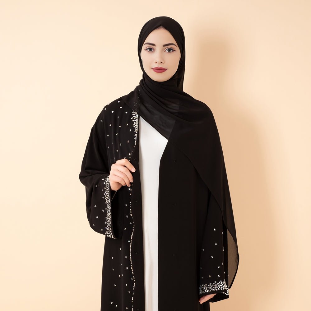 Luxury Black Starry Diamond Abaya (MOA240)