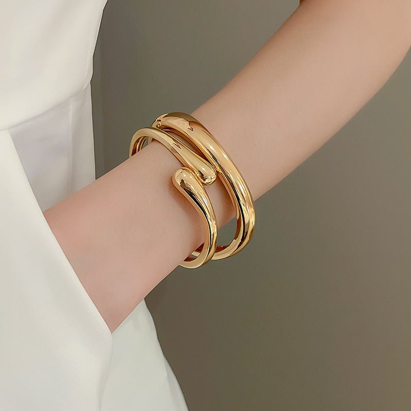 Luxury Minimalist Glossy High-grade Shiny Bracelets - Simple Temperament Cold-Tone Bangles (MAC242)