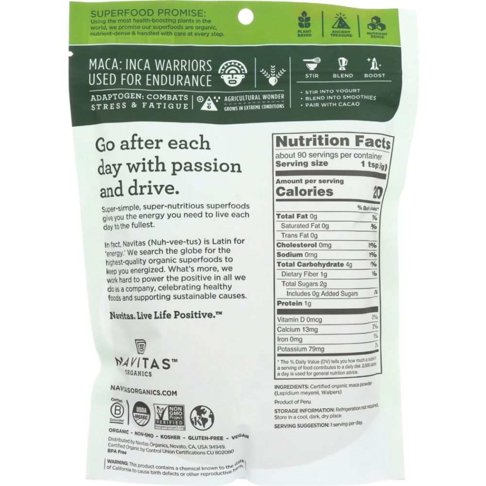 NAVITAS Organic Maca Powder, 16 oz