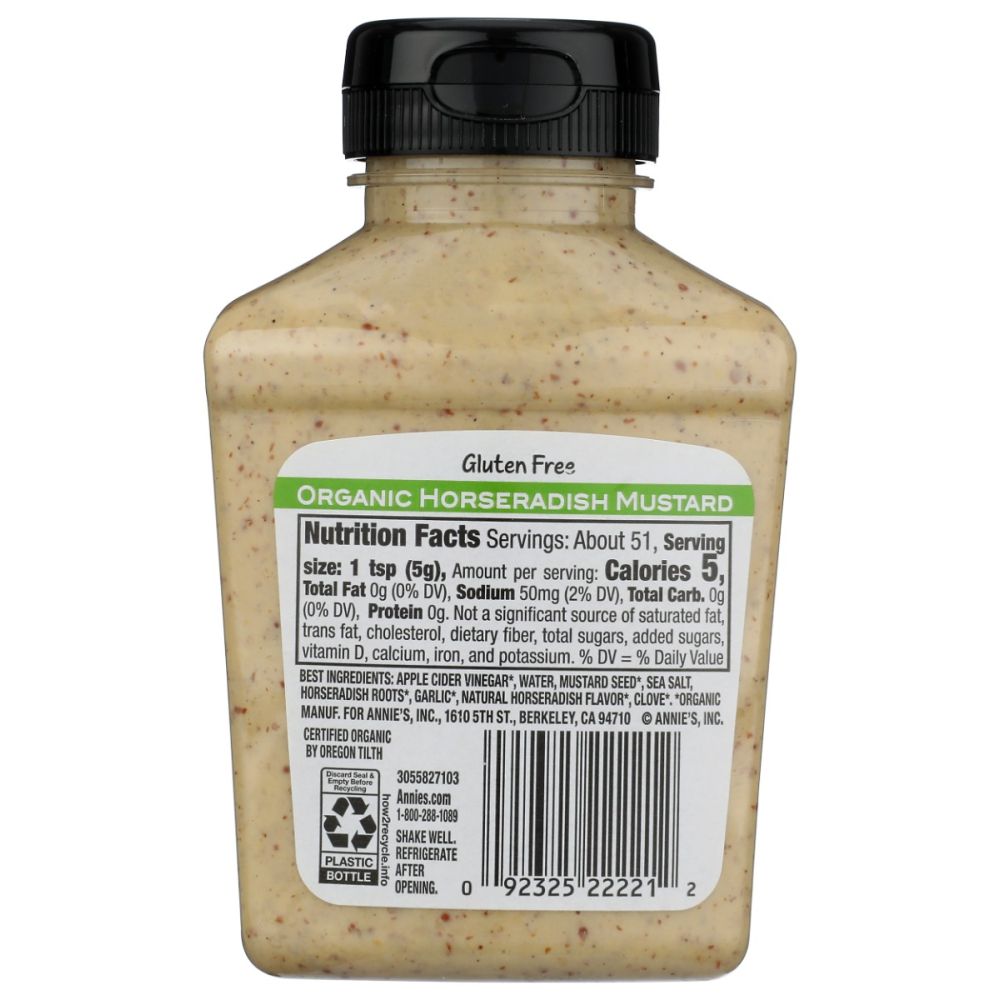 ANNIES HOMEGROWN: Organic Horseradish Mustard, 9 oz