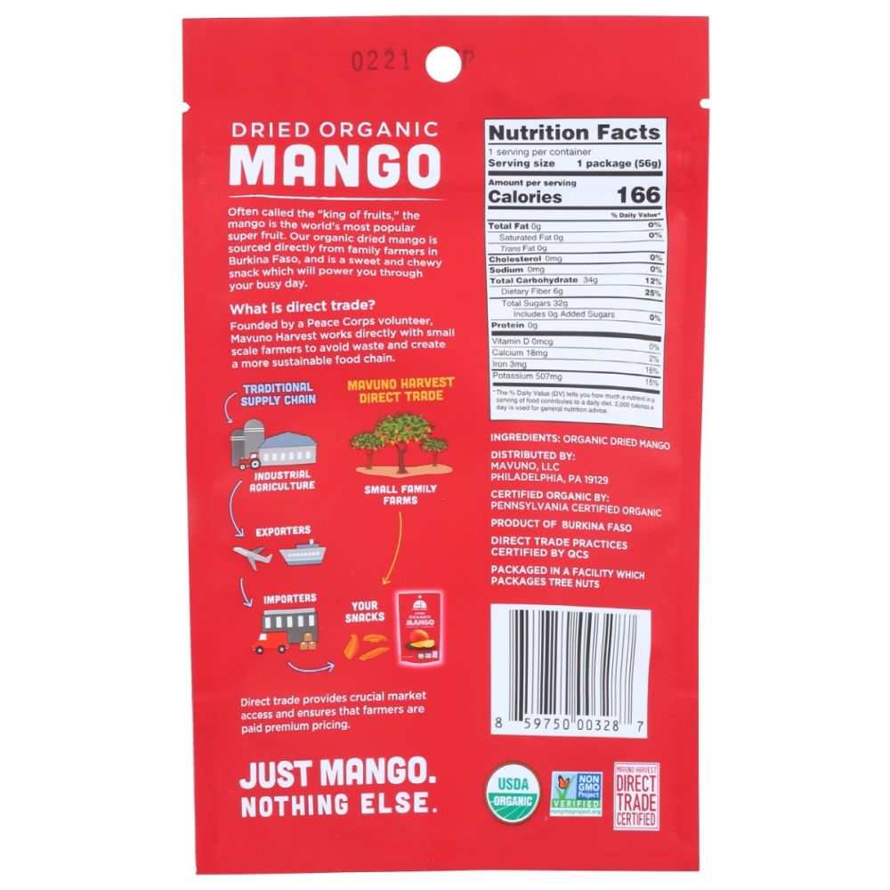 MAVUNO HARVEST: Organic Dried Mango, 2 oz