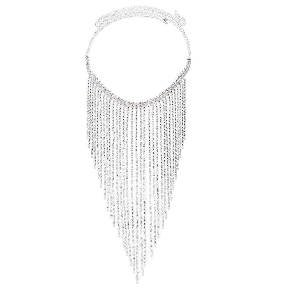 MAC117 Long Fringed Rhinestone Chain Veil Mask