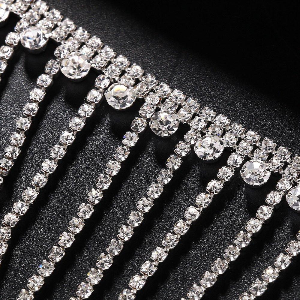 MAC118 Full Diamond Light Luxury Tassel Ring Bracelet