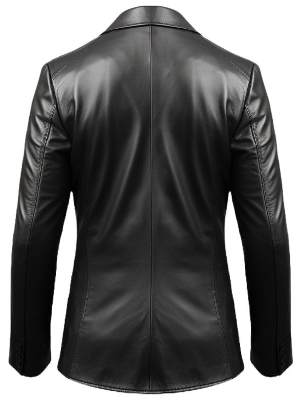 Men 2 Button Leather Coat
