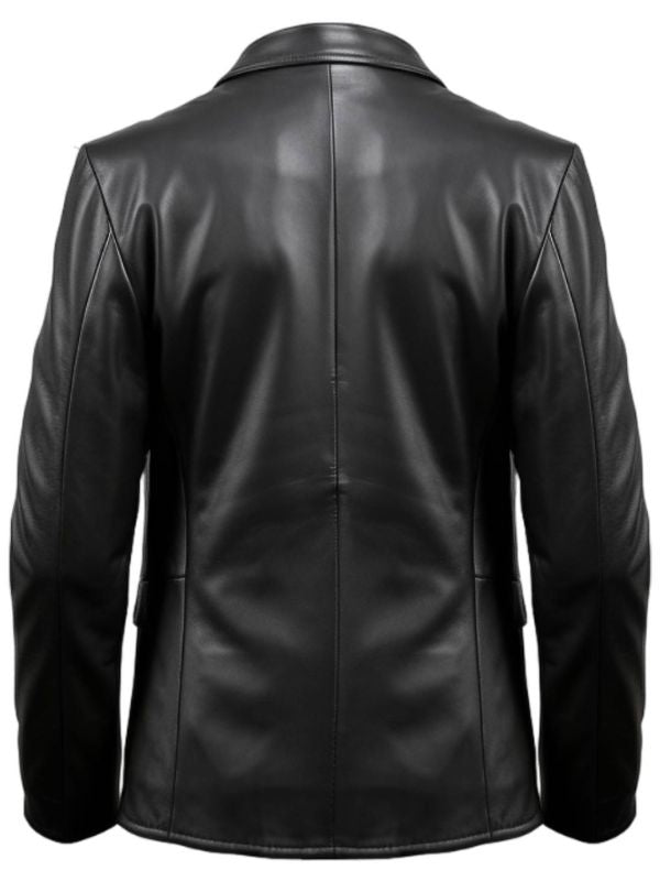 Men Leather Coat – Button Style