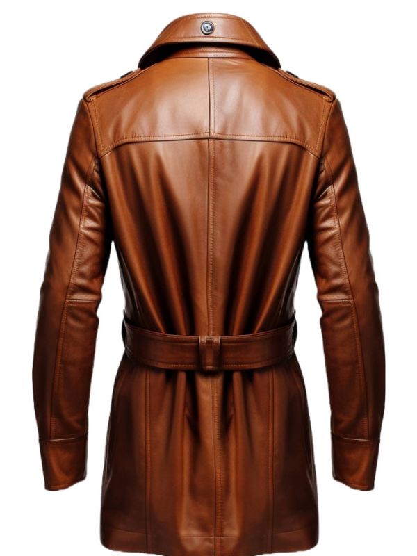 Men’s Vintage Tan Brown Leather Coat – Leather Long Coat