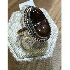 Mexican Fire Agate Ring Size 7 "Fire Nugget"