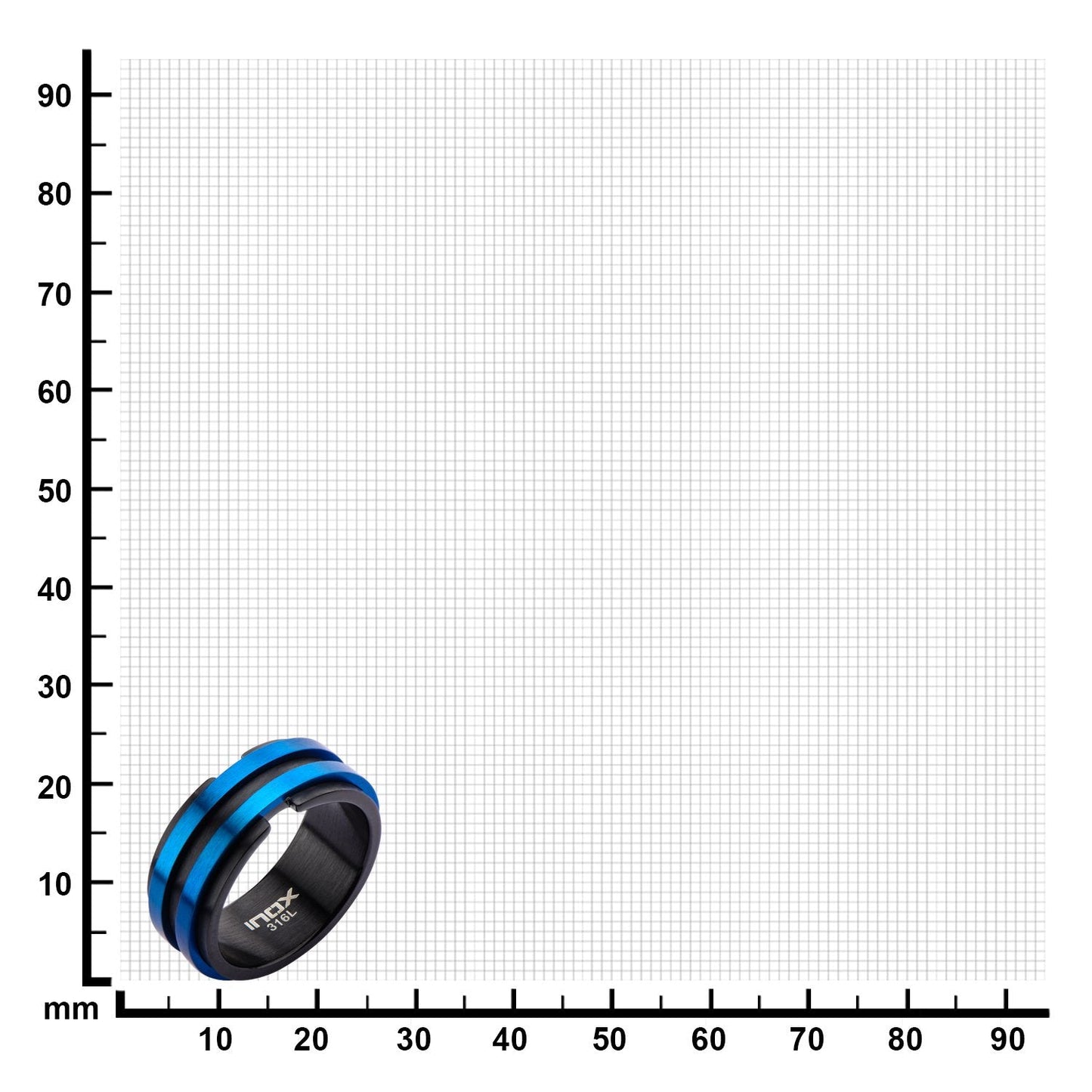 Mens Black Blue IP Matte Layer Stainless Steel Ring